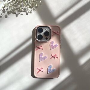 3D Pearl Ribbon Heart iphone 15 Series